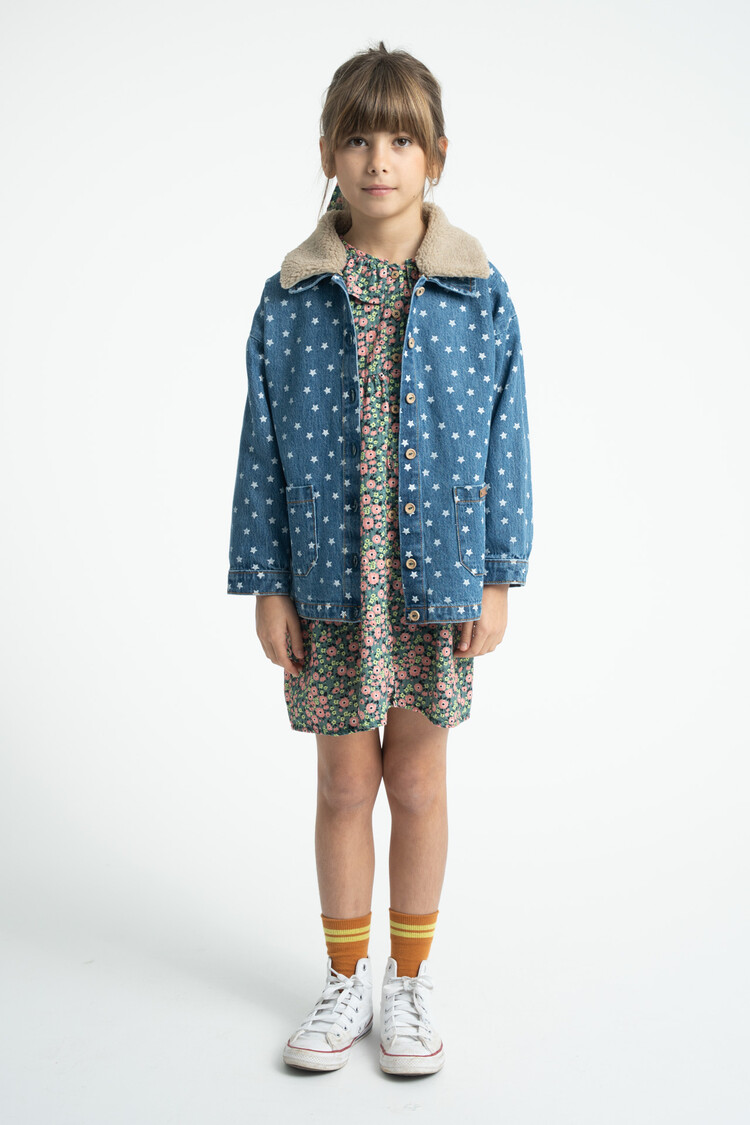 Piupiuchick short dress | green w/ multicolor flowers