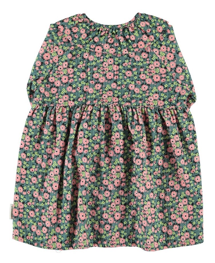 Piupiuchick short dress | green w/ multicolor flowers