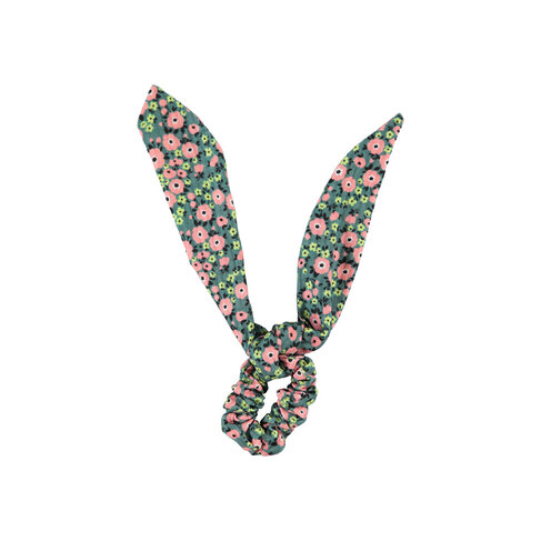 Piupiuchick scrunchie | green w/ multicolor flowers