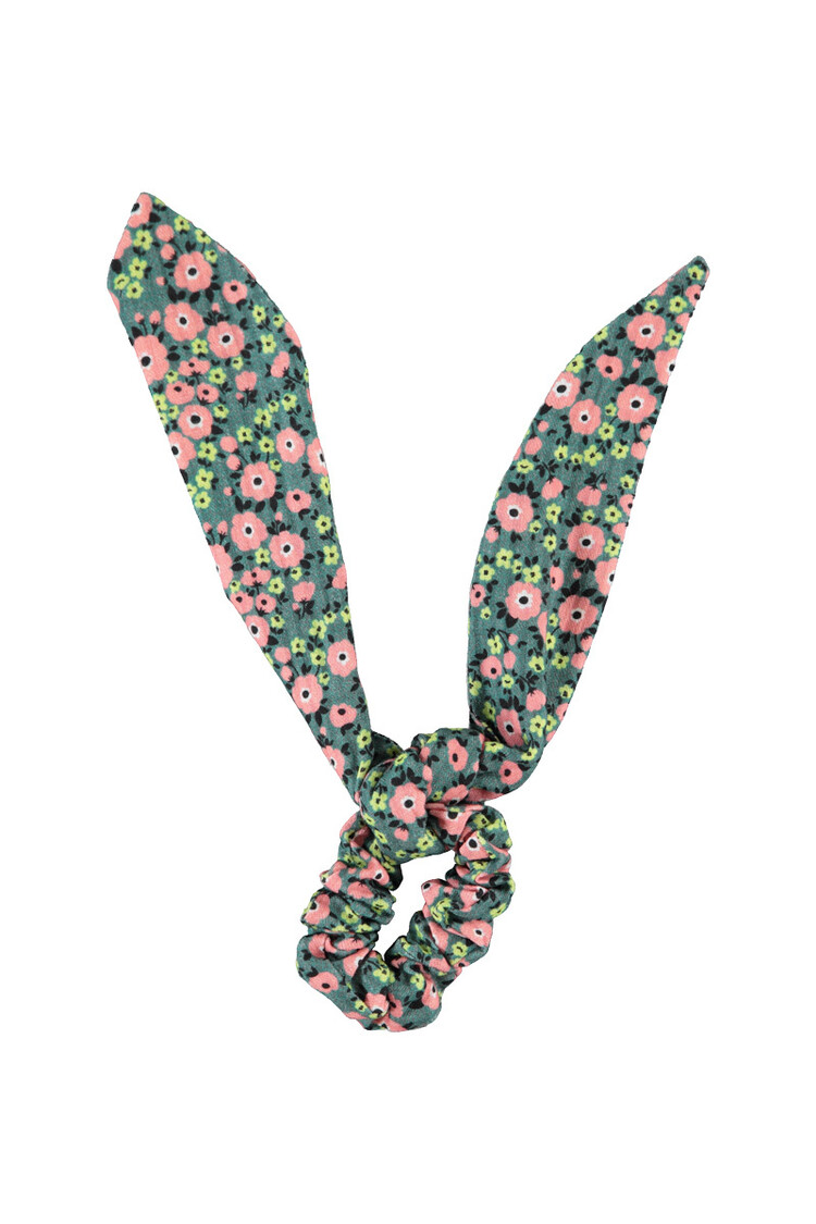 Piupiuchick scrunchie | green w/ multicolor flowers