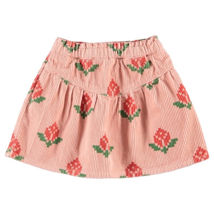Piupiuchick short skirt | pink w/ big flowers