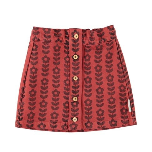 Piupiuchick short skirt | bordeaux w/ black flowers