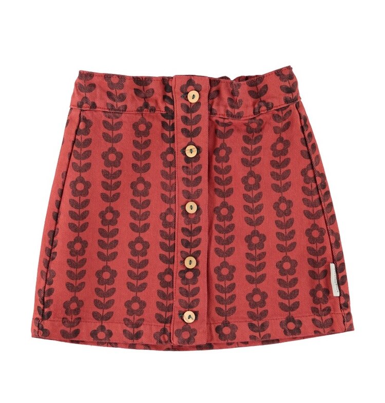 Piupiuchick short skirt | bordeaux w/ black flowers