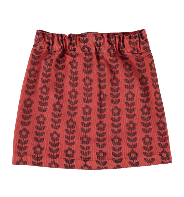 Piupiuchick short skirt | bordeaux w/ black flowers