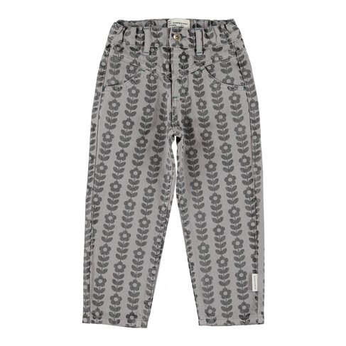 Piupiuchick mom fit trousers | gray w/ black flowers