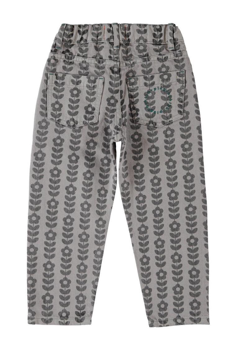 Piupiuchick mom fit trousers | grey w/ black flowers