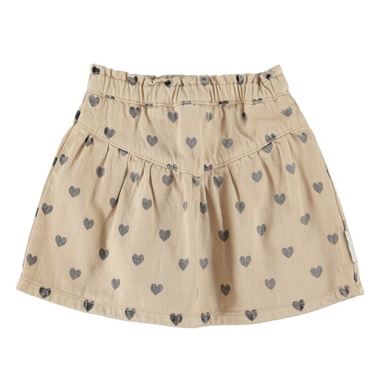 Piupiuchick short skirt | beige w/ black hearts