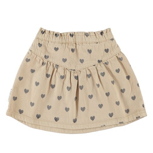 Piupiuchick short skirt | beige w/ black hearts