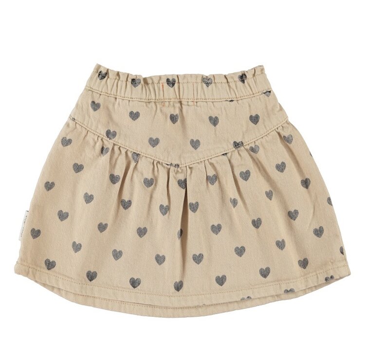Piupiuchick short skirt | beige w/ black hearts