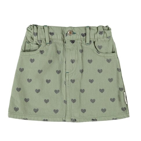 Piupiuchick short skirt | olive green w/ black hearts
