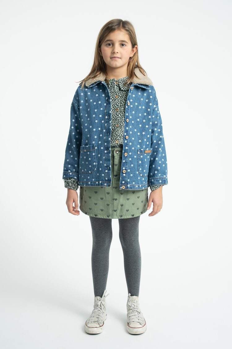 Piupiuchick short skirt | olive green w/ black hearts