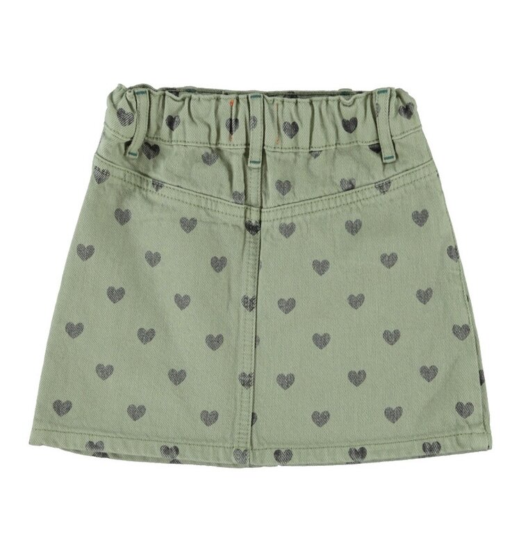 Piupiuchick short skirt | olive green w/ black hearts
