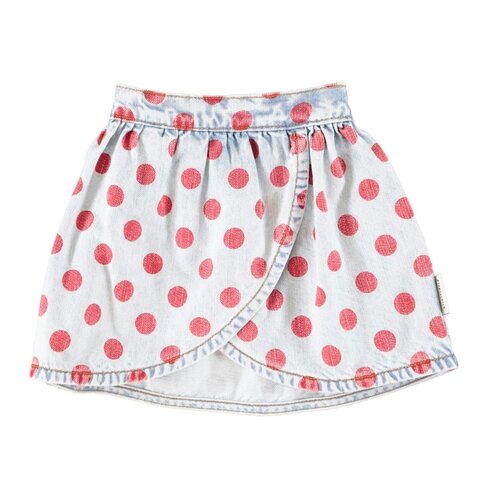 Piupiuchick short skirt | light blue denim w/ red dots