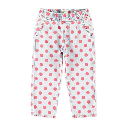 Piupiuchick trousers | light blue denim w/ red dots
