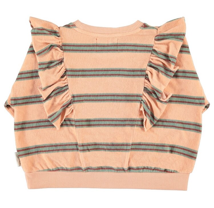 Piupiuchick terry cotton sweatshirt | light pink w/ double stripes