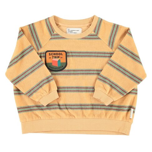 Piupiuchick terry cotton sweatshirt | sand w/ double stripes