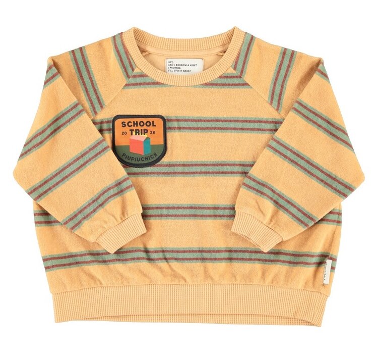 Piupiuchick terry cotton sweatshirt | sand w/ double stripes