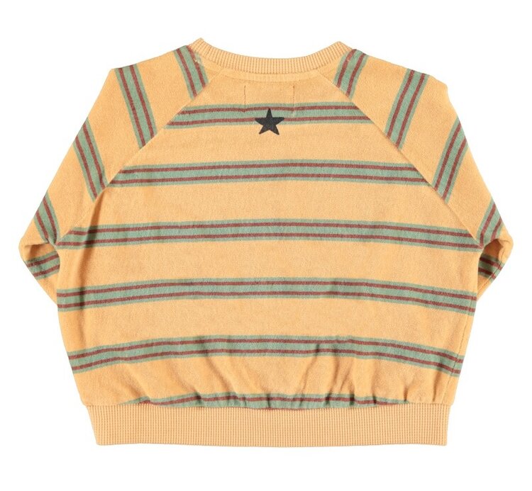 Piupiuchick terry cotton sweatshirt | sand w/ double stripes