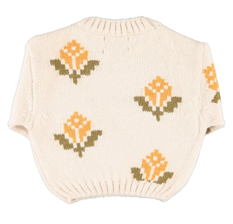 Piupiuchick jacquard sweater | ecru w/ flowers