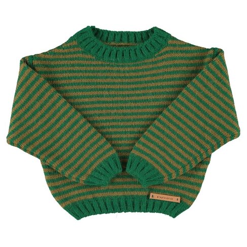 Piupiuchick knitted sweater | green & brown stripes