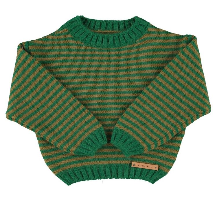 Piupiuchick knitted sweater | green & brown stripes
