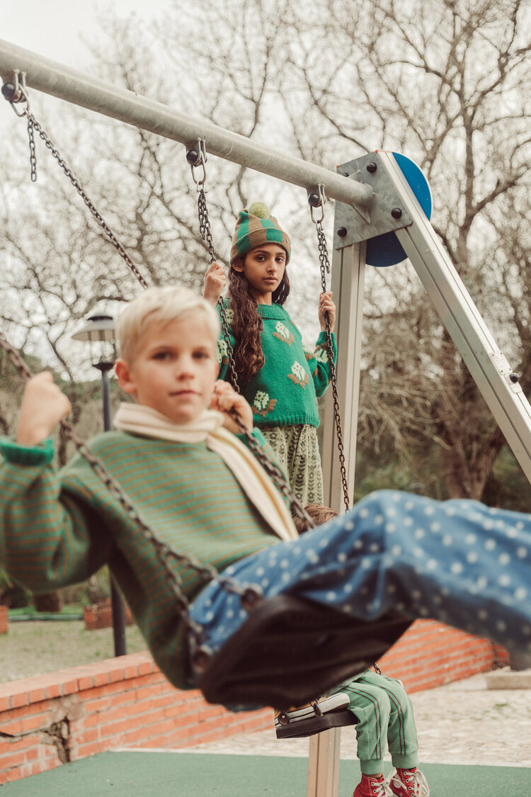 Piupiuchick knitted sweater | green & brown stripes