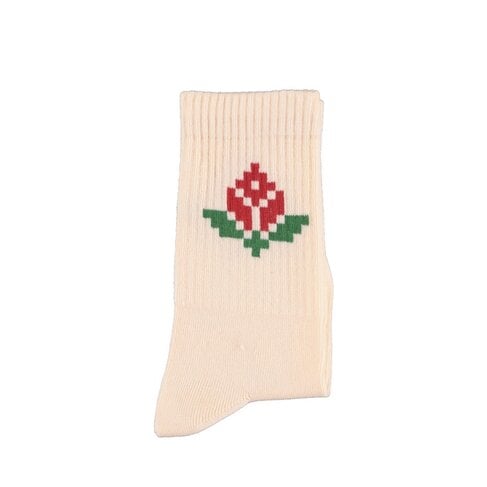 Piupiuchick socks | light pink w/ red flower