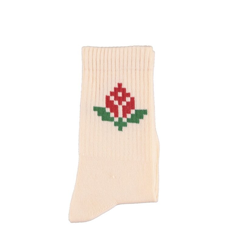 Piupiuchick socks | light pink w/ red flower