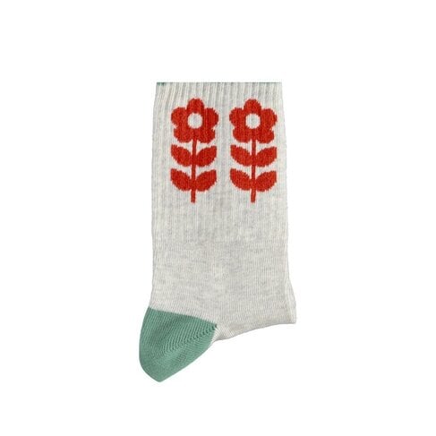 Piupiuchick socks | light gray w/ red flowers