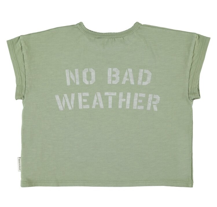 Piupiuchick t'shirt | olive green w/ sun & cloud print