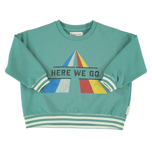 Piupiuchick sweatshirt | green w/ "here we go" print
