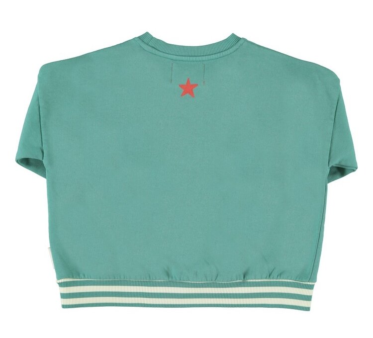 Piupiuchick sweatshirt | green w/ "here we go" print