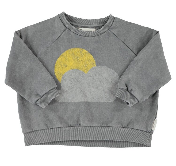 Piupiuchick sweatshirt | gray w/ sun & cloud print
