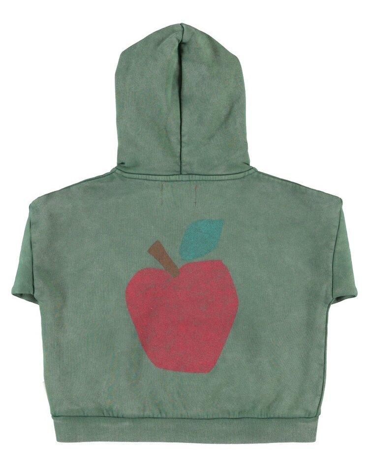 Piupiuchick hoodie | green w/ apple print