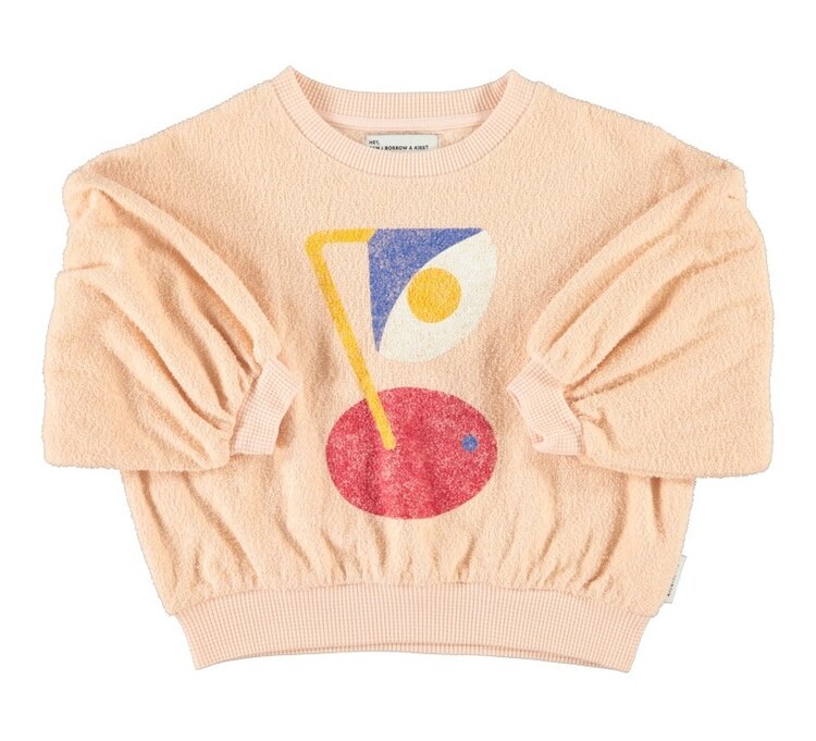Piupiuchick sweatshirt ballon sleeves | light pink w/ desk lamp print