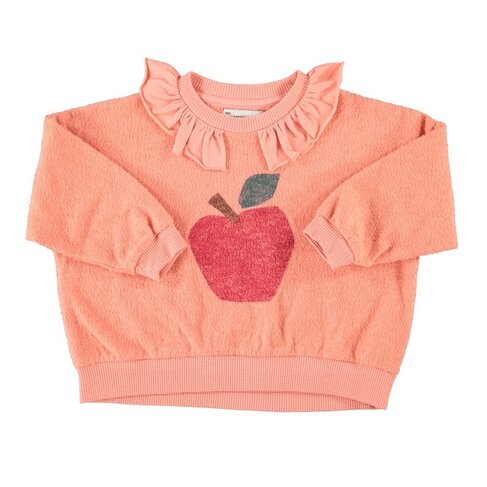 Piupiuchick sweatshirt w/ collar | pink w/ apple print