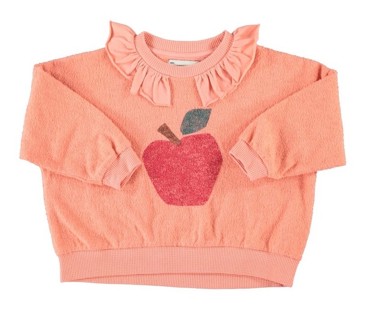 Piupiuchick sweatshirt w/ collar | pink w/ apple print
