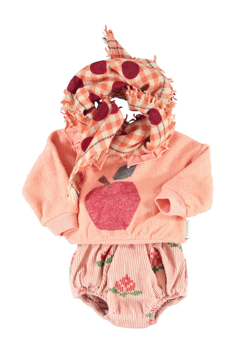 Piupiuchick sweatshirt w/ collar | pink w/ apple print