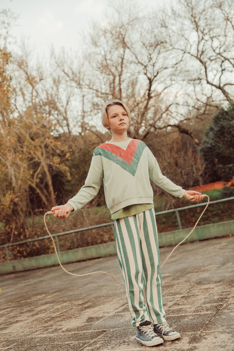 Piupiuchick sweatshirt | mint green w/ multicolor triangle print