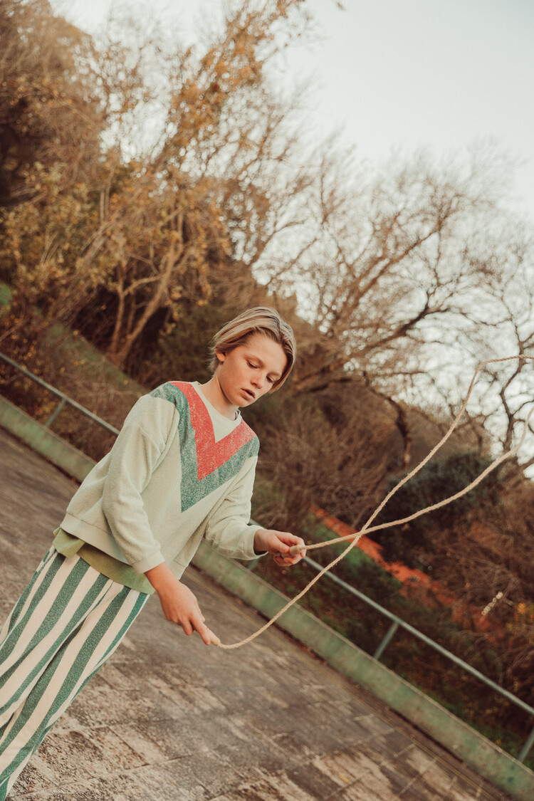 Piupiuchick sweatshirt | mint green w/ multicolor triangle print
