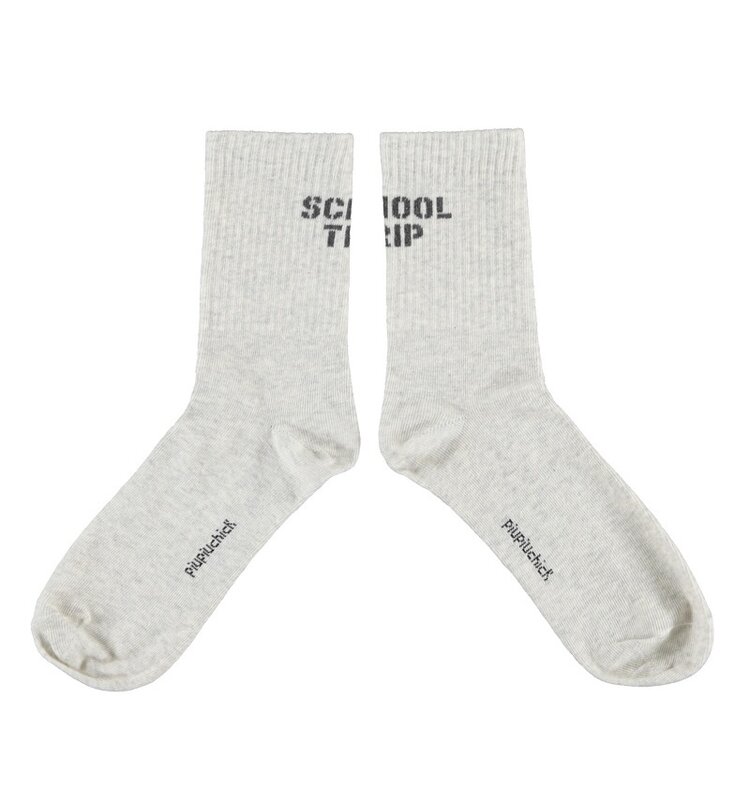 Piupiuchick socks | light gray w/ "school trip"