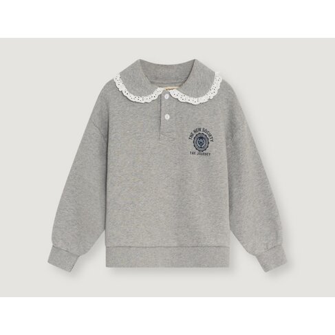 The New Society Ash Polo Mid Grey Melange
