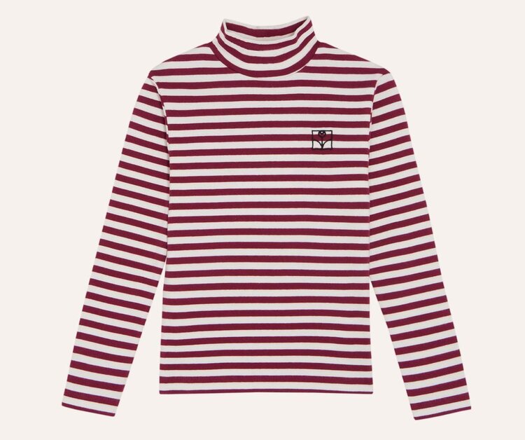 The Campamento Burgundy Stripes Turtle Neck Tshirt