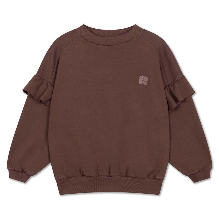 REPOSE AMS Ruffle Sweater - dark chocolate