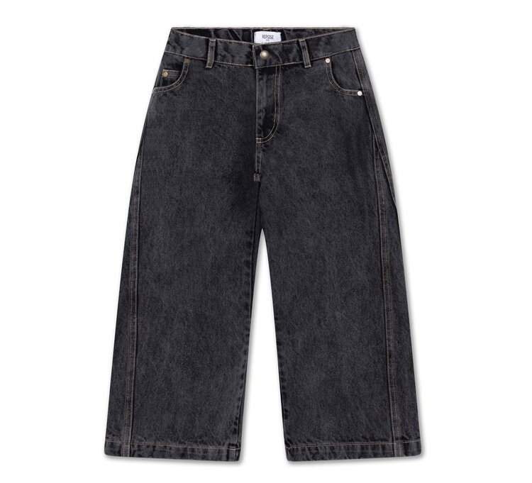 REPOSE AMS Wide Leg Denim Pants - slate grey