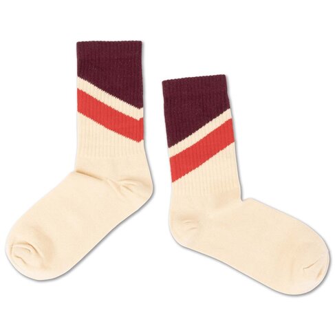 REPOSE AMS Sporty Socks - sand diagonal stripe