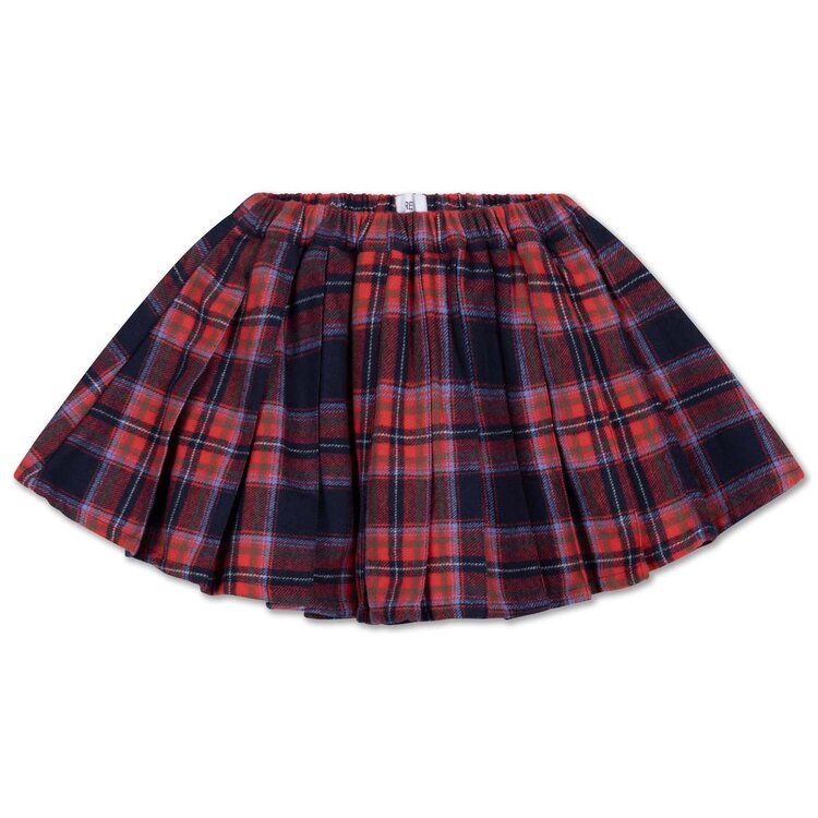 REPOSE AMS Plisse Skirt - firecracker horizon check