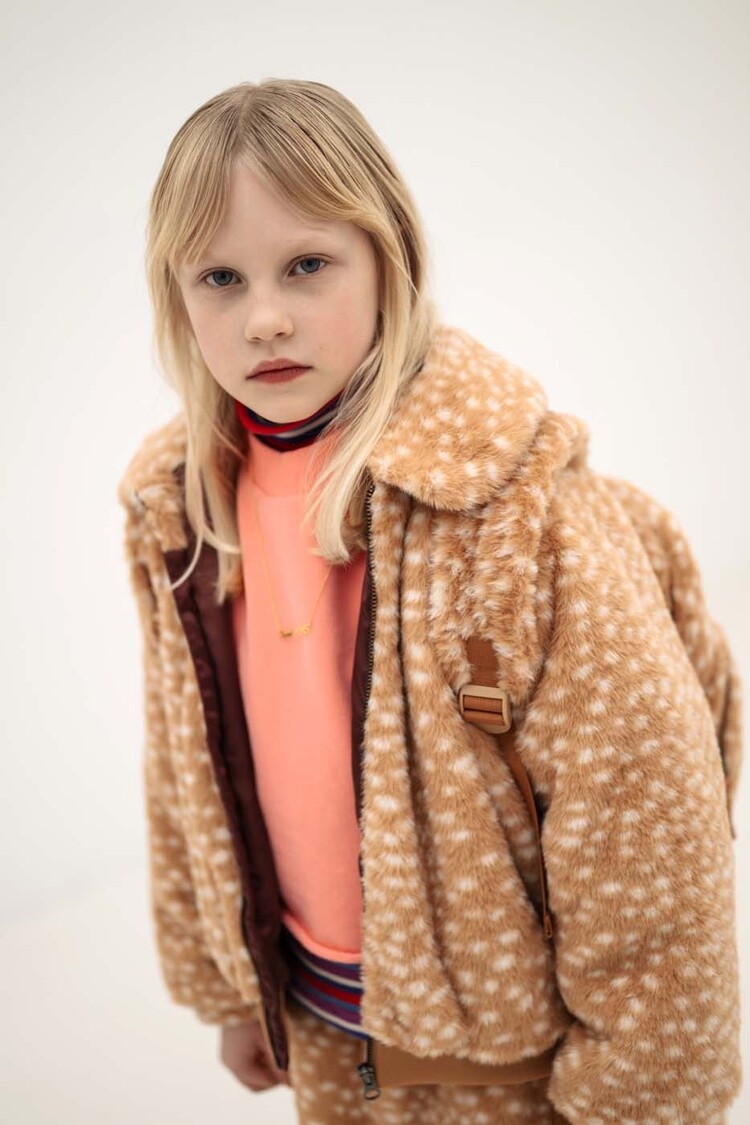 REPOSE AMS Crop Heart Sweater - cheeky flamingo