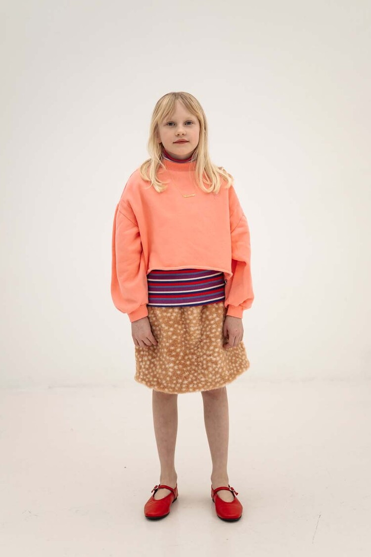 REPOSE AMS Crop Heart Sweater - cheeky flamingo