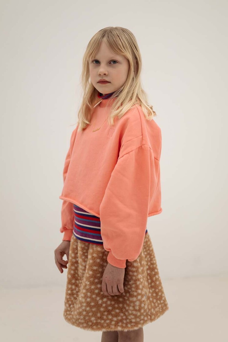 REPOSE AMS Crop Heart Sweater - cheeky flamingo